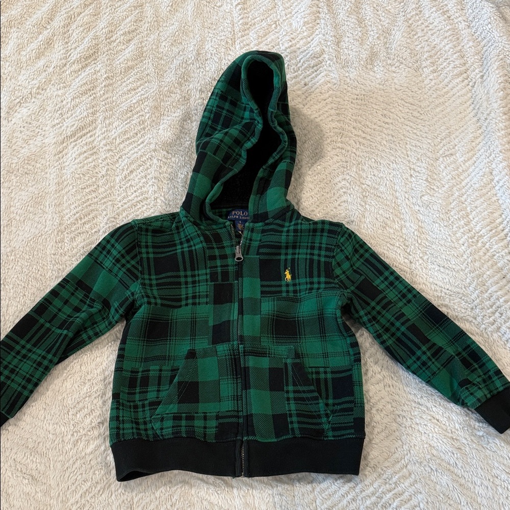 Polo by Ralph Lauren Green & Black Plaid Hooded Zip Sweatshirt